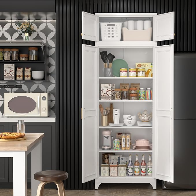 Steeloong90“ Kitchen Pantry Cabinet, Metal Storage Cabinets - Image 3