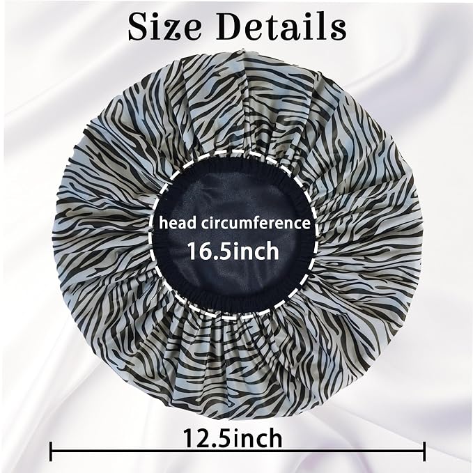 Shower Cap for Women, Shower Caps Reusable Waterproof, Large Plastic Satin - Image 5