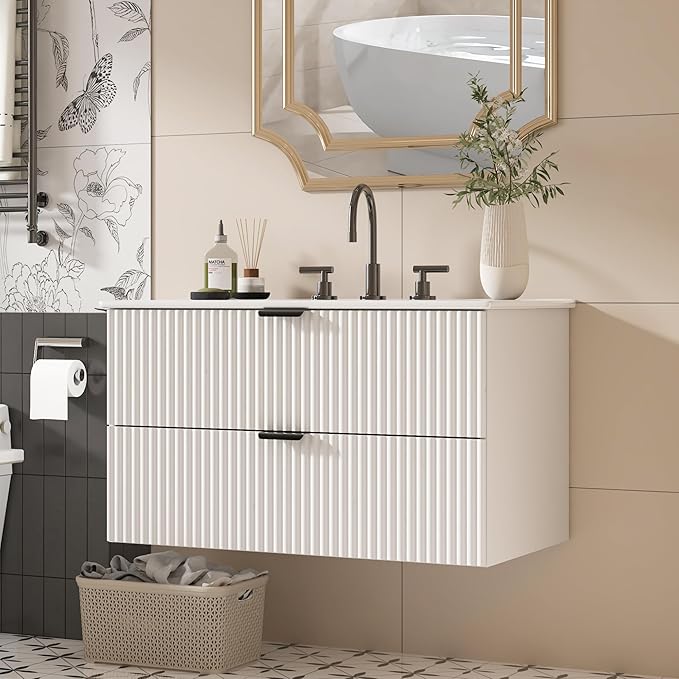 30" Bathroom Vanity with Sink Combo, Floating Vanity Bathroom Cabinet with - Image 8