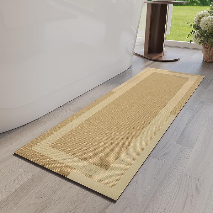 Extra Long Non Slip Bathroom Runner Bath Mat, Rubber Backing Ultra Thin Bath by YDKGL