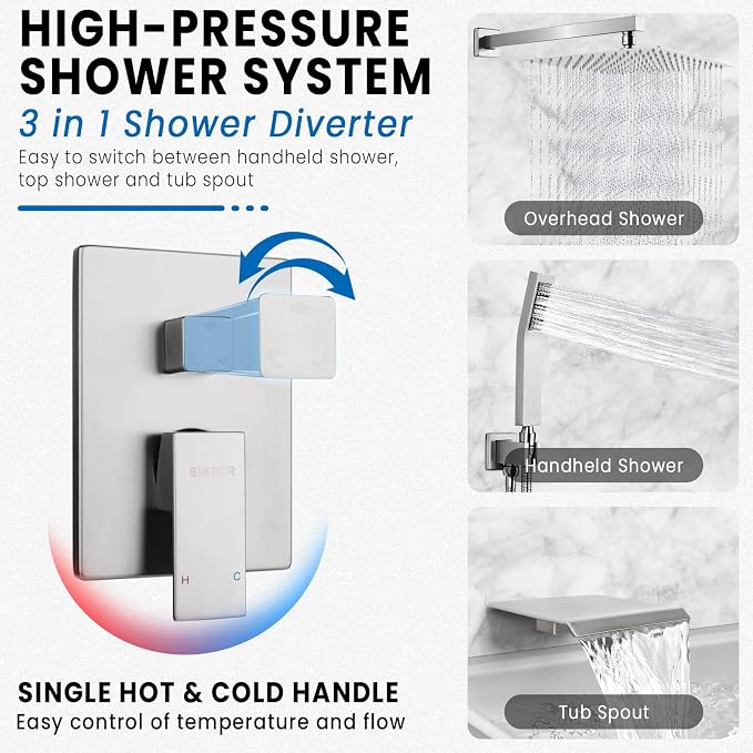 Wall Mounted Shower Faucet Set, Shower System - Image 2