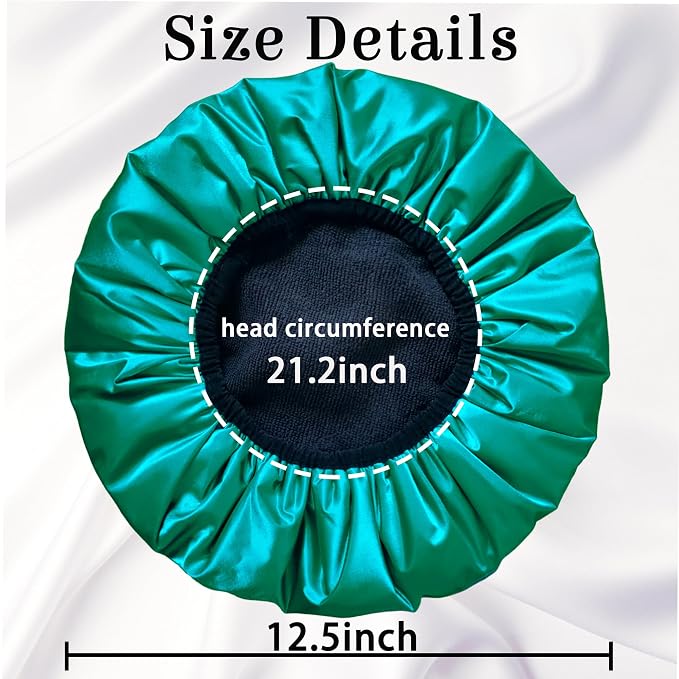 Shower Cap Reusable Waterproof, Terry Lined Shower Caps - Image 5