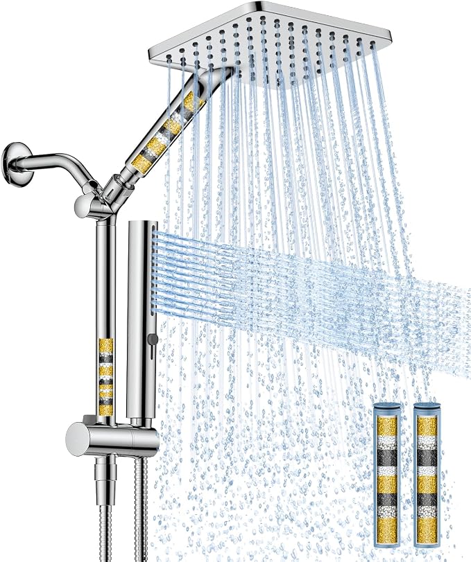 Filtered Shower Head with Handheld Combo High Pressure Shower Head with Filters by HOMBETER