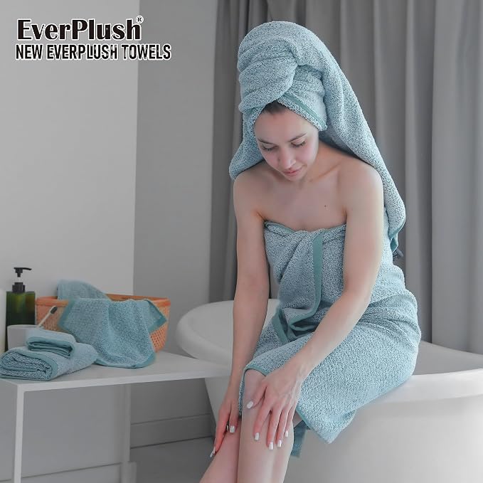 Everplush Diamond Jacquard 6 Pieces Bath Towel Set, Luxury Super Soft Oversized - Image 3