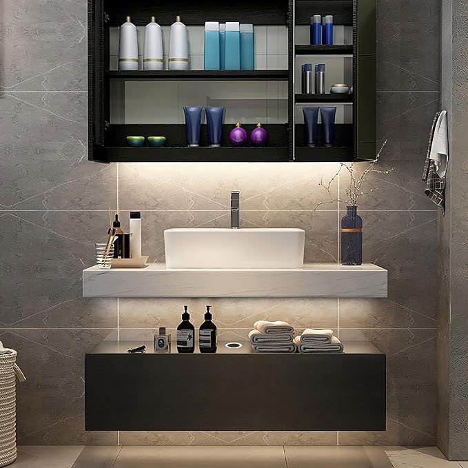 35" Floating Bathroom Vanity, Wall-Mounted Storage Cabinet Single Piece Set by COGITIL