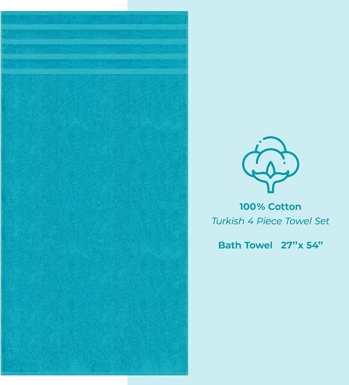 American Soft Linen Luxury 4 Piece Bath Towel Set, 600 GSM 100% Cotton Turkish - Image 5