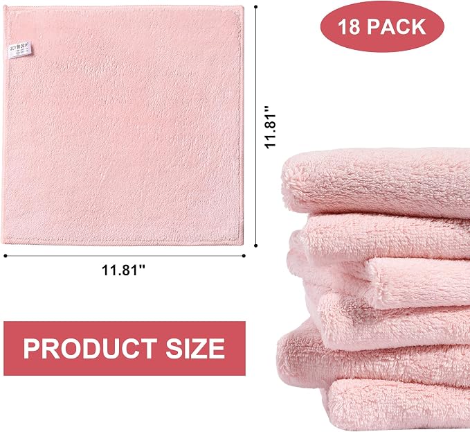 JOYMOOP Microfiber Cleaning Cloths, 11.8" x 11.8" Pink Reusable Kitchen Towels - Image 4
