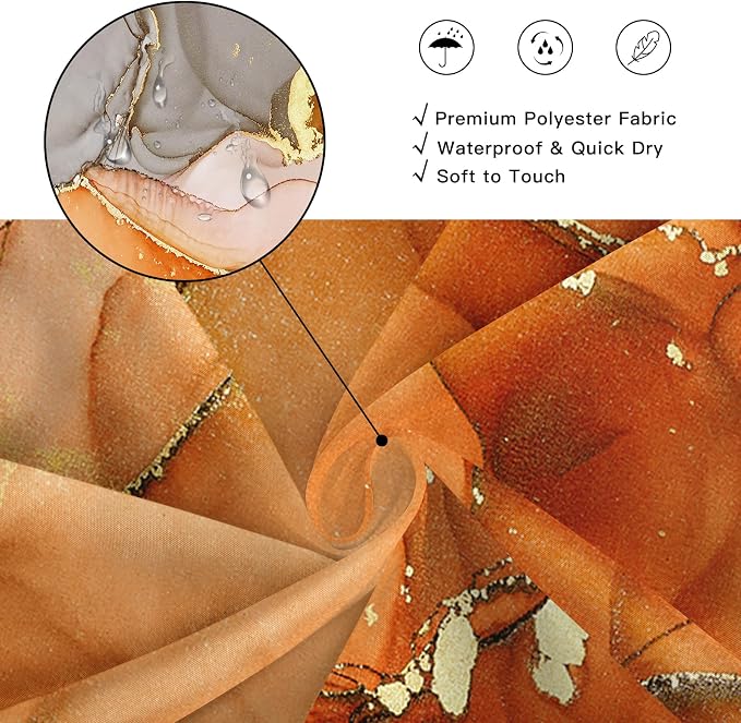 Orange Marble Shower Curtain 60x72, Burnt Orange Modern Abstract Fabric Shower - Image 4