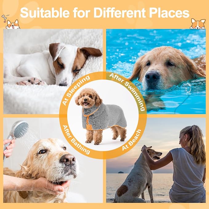 Bienbee Dog Bathrobe, Quick Drying Super Absorbent Dog Robes - Image 6