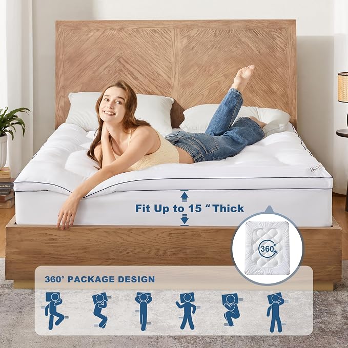 BEDLORE Full Mattress Topper, Thick Pillow Top Pad - Image 5