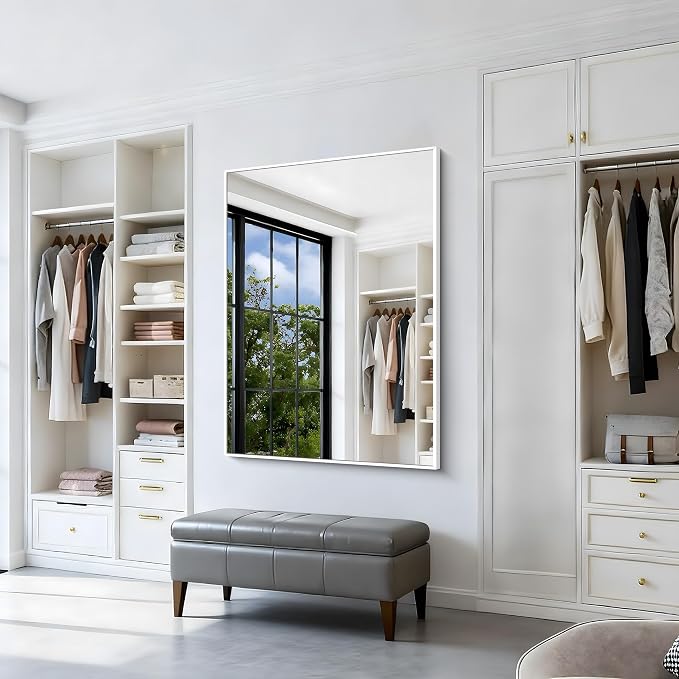 BONEWEI White Bathroom Mirror, 36x48 inch Wall Mirror - Image 2