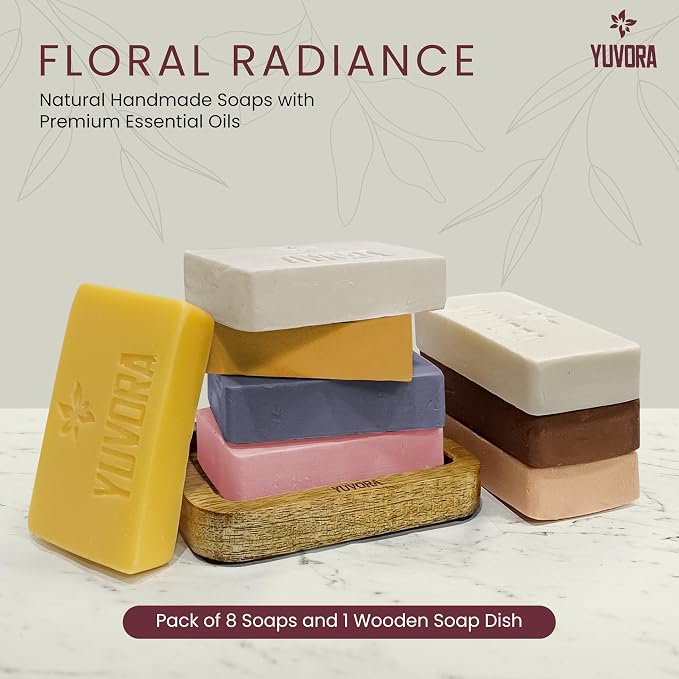 8 Pcs Women Natural Handmade Body Soaps 5 OZ Pack Floral Radiance Long lasting - Image 2