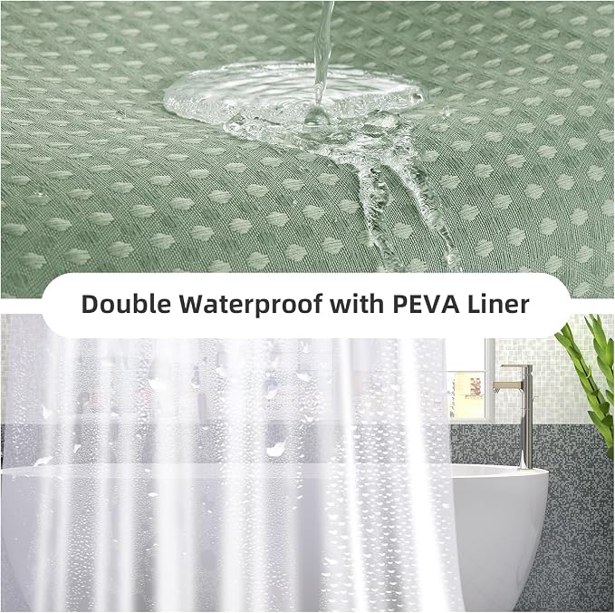 LaCyan 3 in 1 Waterproof Waffle Weave Shower Curtain and Clear Liner Set - Image 3