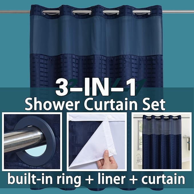 Conbo Mio Extra Long No Hook Shower Curtain - Image 3