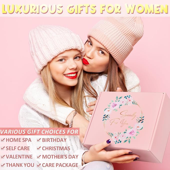 Birthday Gifts for Women Friendship, Rose Relaxing Spa Gifts Basket for Women - Image 2