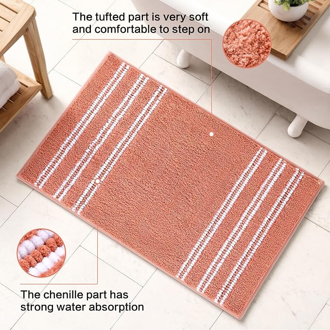 Kmson Bathroom Rugs Mat, Non-Slip Fluffy Thick Water Absorbent Microfiber Mat - Image 3