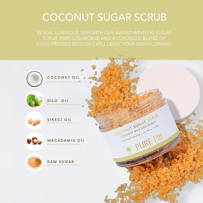 Pure Fiji Coconut Sugar Body Scrub, Coconut Milk & Honey - Image 6