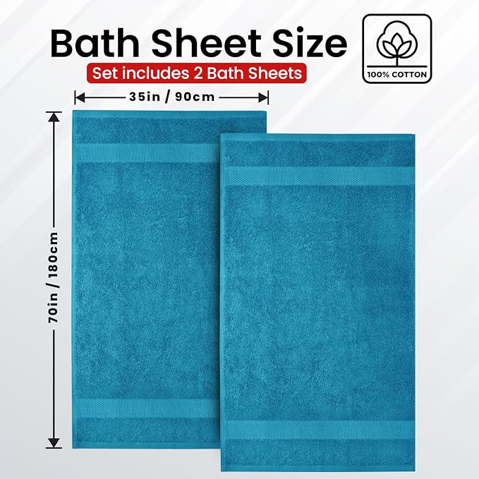 Infinitee Xclusives– Luxury Bath Sheets Towels – 2 Pack 600 GSM– 100% Ring Spun - Image 3