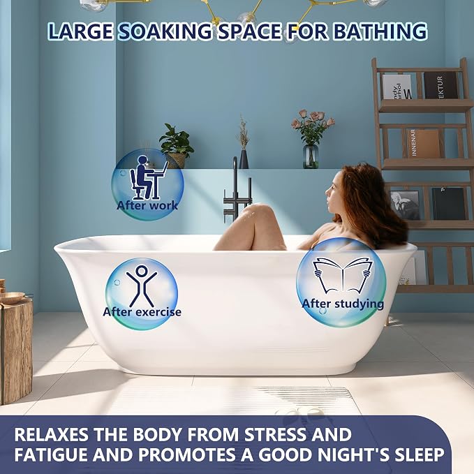 67" Acrylic Free Standing Tub, Stand Alone Tub, Freestanding Bathtub, Soaking - Image 4