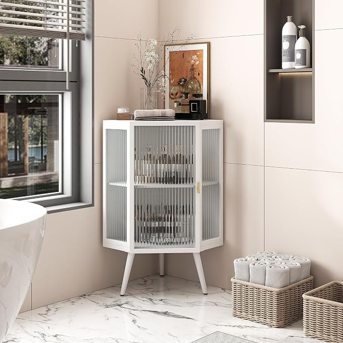 Corner Storage Cabinet with Glass Door - Image 4