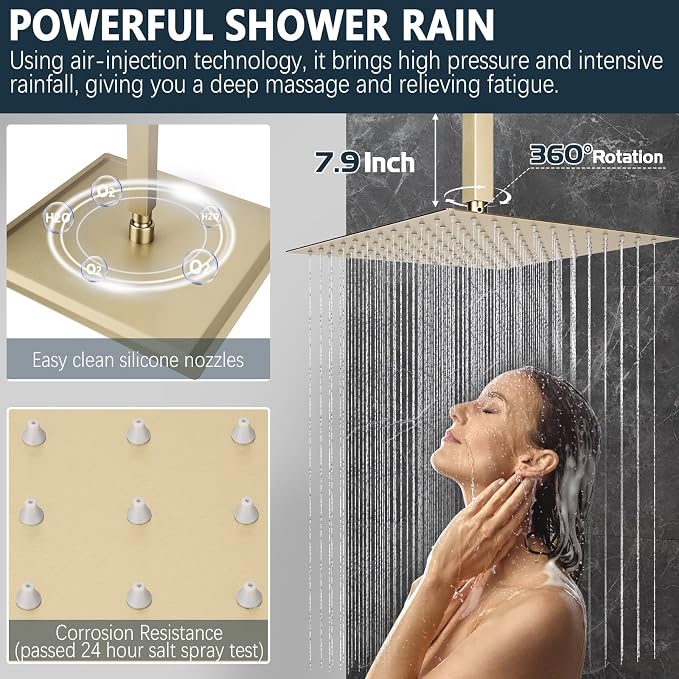 Shower Faucet Set Rainfall Shower System Push Button Diverter Shower Faucet - Image 7