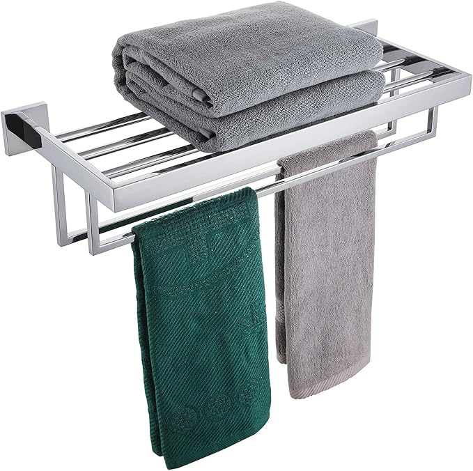 KOKOSIRI 24'' Bathroom Towel Shelf Chrome Towel Rack by KOKOSIRI