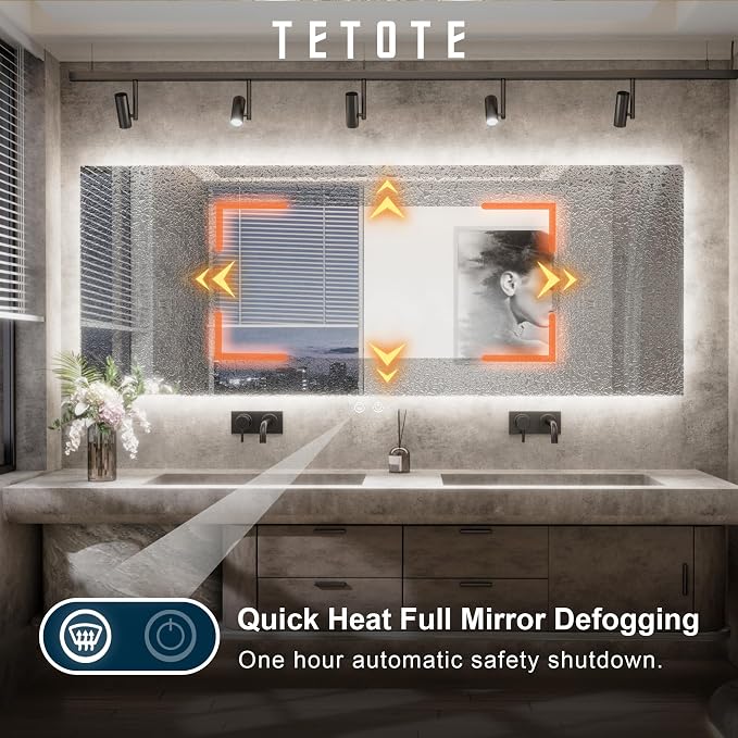 TETOTE 84 x 32 Inch LED Backlit Bathroom Mirror - Image 2