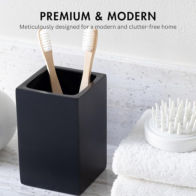 Matte Black Toothbrush and Toothpaste Holder - Image 2