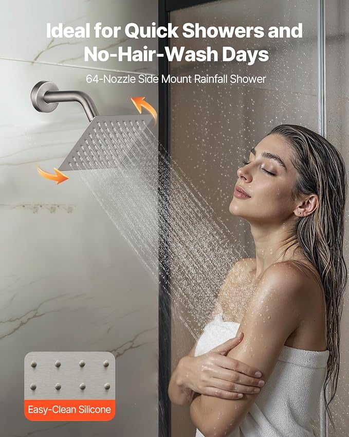 VEVOR Shower Faucet Set, 12 Inch Ceiling Mount Rainfall Shower System - Image 7