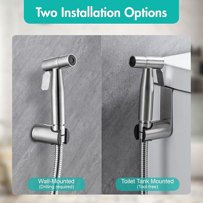 BARROCK Handheld Bidet Sprayer for Toilet, 2 Pack Stainless Steel Metal Made - Image 2