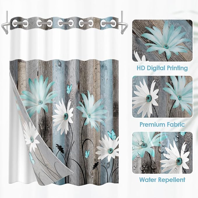No Hook Rustic Farmhouse Shower Curtain - Image 2