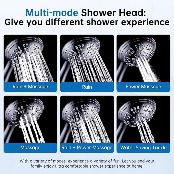 G-Promise High Pressure Shower Head 6 Spray Setting - Image 2