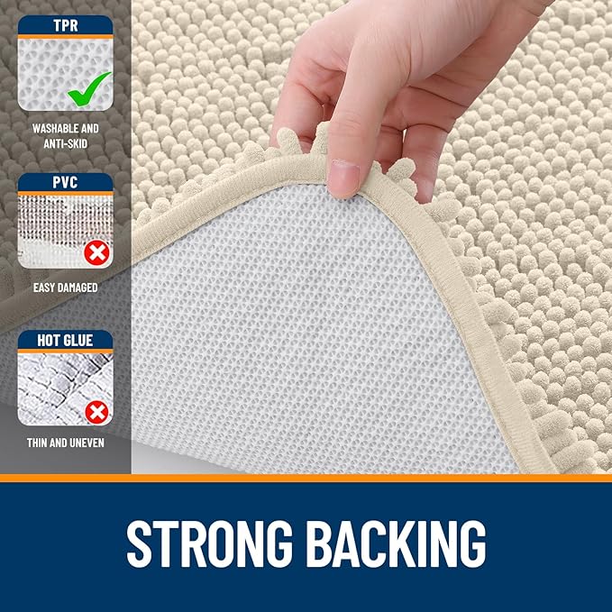 OLANLY Bathroom Rugs 24x16, Extra Soft Absorbent Chenille Bath Rugs, Rubber - Image 6