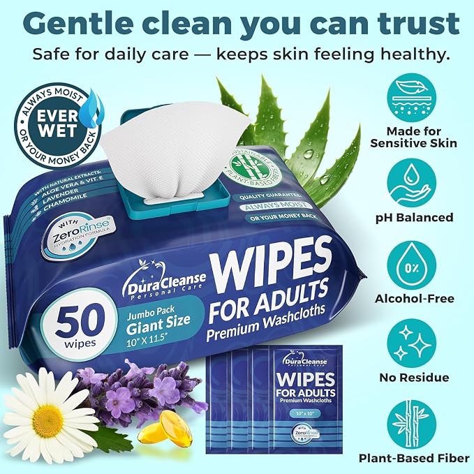XL Body Wash Wipes for Adults No Rinse Bathing & Elderly Incontinence - Image 4