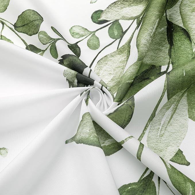 Gibelle Olive Green Eucalyptus Shower Curtain, Watercolor Plant Leaves - Image 4