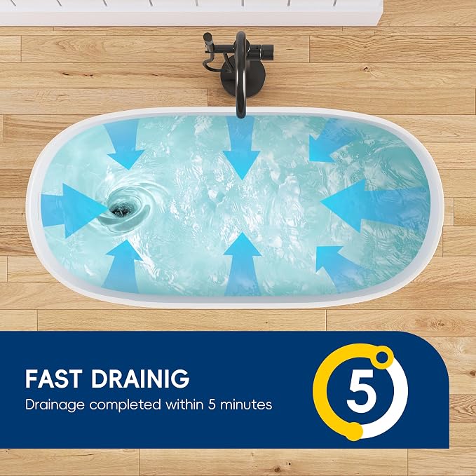 47" Stone Resin Freestanding Bathtub, Oval Solid Surface Bathroom Freestanding - Image 6