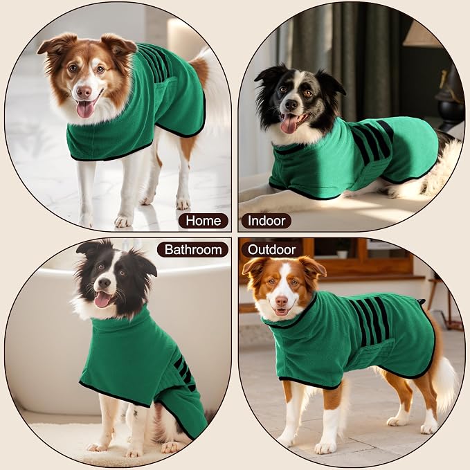 Microfibre Dog Bathrobe Towel Wrap Super Absorbent Dog Drying Coat Bath Robe - Image 6