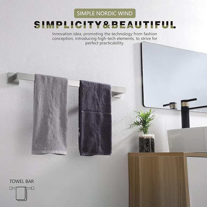 KOKOSIRI 24-Inch Single Towel Bar, Bathroom Kitchen Towel Holder, Wall Mounted - Image 4