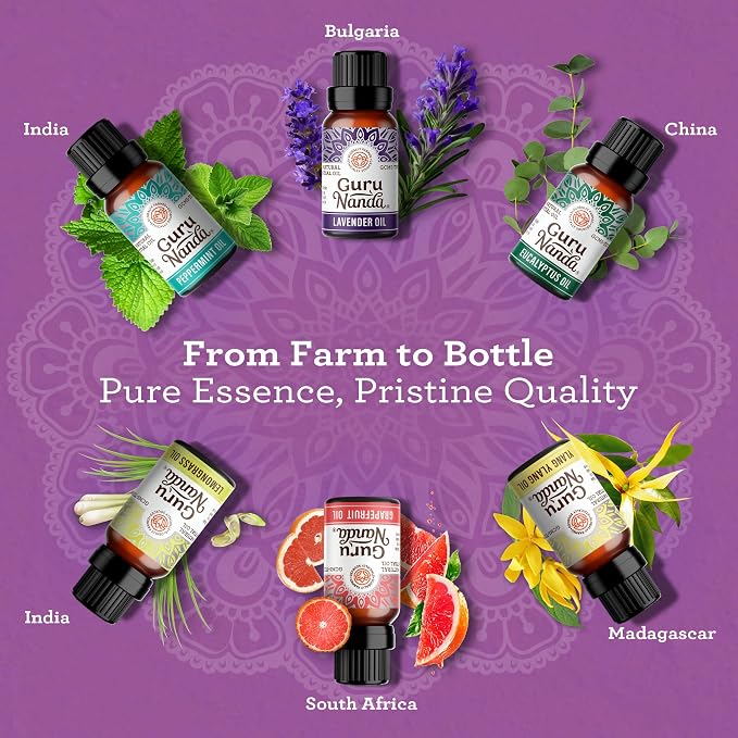 GuruNanda Essential Oils Set for Diffusers, 100% Pure, Aromatherapy, Candle & - Image 4