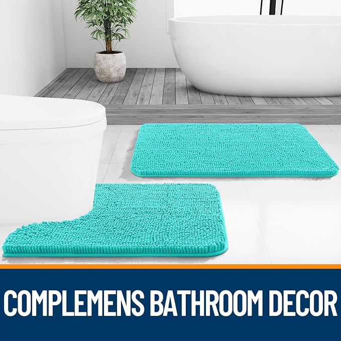 OLANLY Bathroom Rugs 47x20, Extra Soft Absorbent Chenille Bath Rugs, Rubber - Image 7