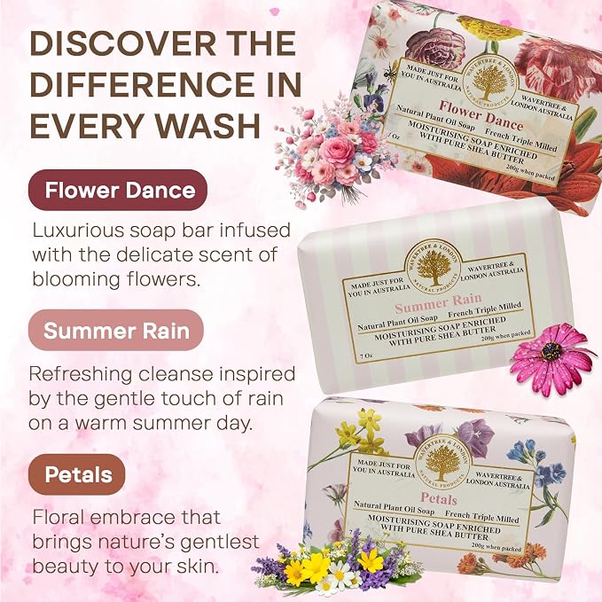 Wavertree & London Natural Soap Bars Gift Set, Moisturizing & Pure Triple - Image 2