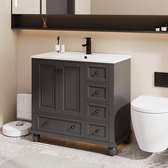 eclife 36" Bathroom Vanity Sink Combo Vintage Style - Image 2