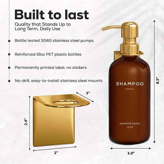 Luxury Shampoo and Conditioner Dispenser Set Wall Mounted by Brighter Barns - Image 3