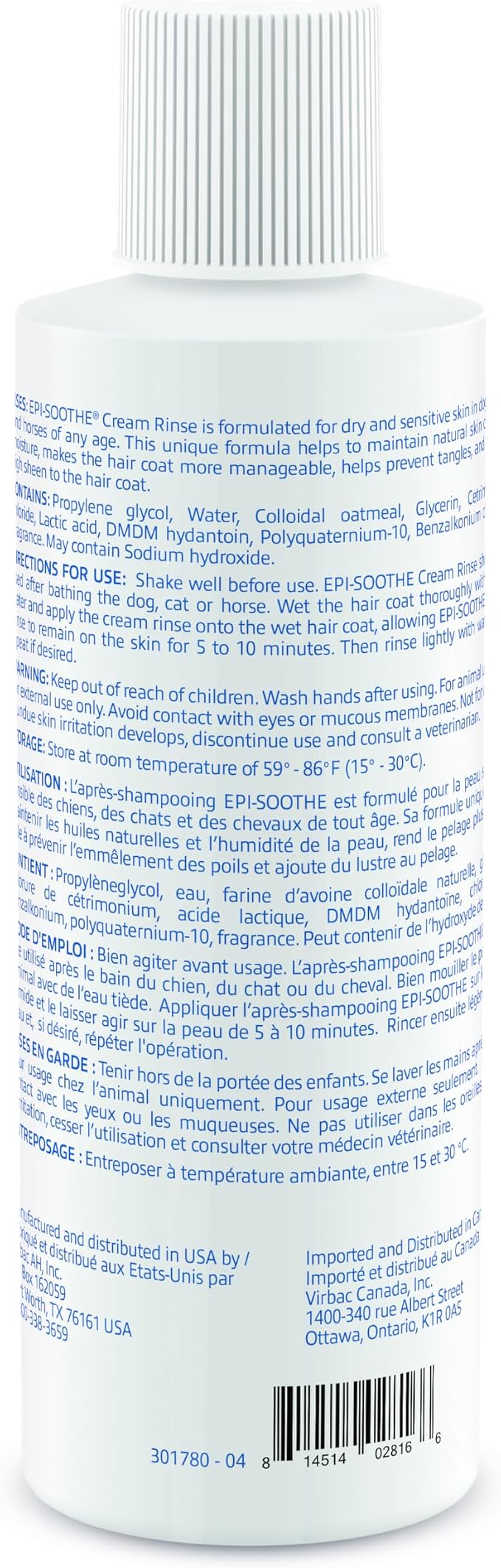 Virbac Epi-Soothe Cream Rinse Pet Conditioner - Image 2