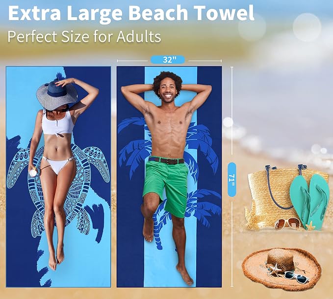 4 Pack Lightweight Thin Beach Towel Oversized 71"x32" Big Extra Large - Image 4