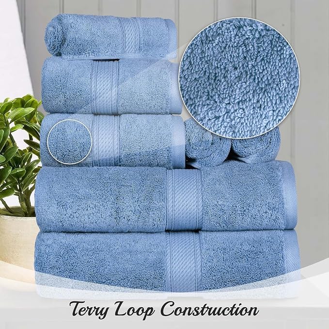 Superior Egyptian Cotton Pile Bath Towel Set of 2, Ultra Soft Luxury Towels - Image 8