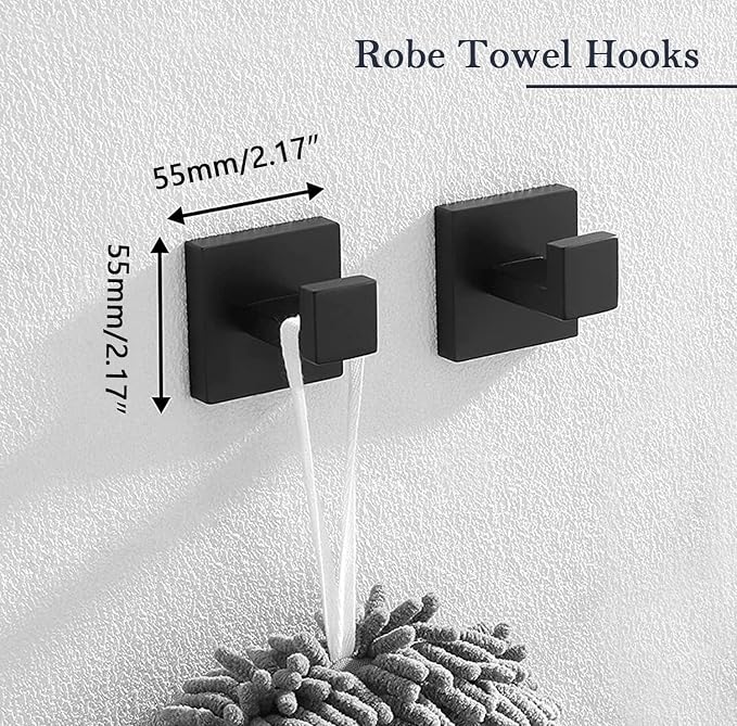 Bathroom Accessories Towel Bar Set: 20 Pieces Matte Black Bathroom Hardware - Image 6