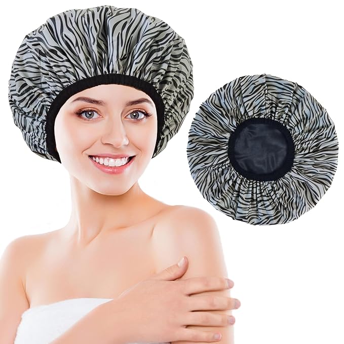 Shower Cap for Women, Shower Caps Reusable Waterproof, Large Plastic Satin by choshion