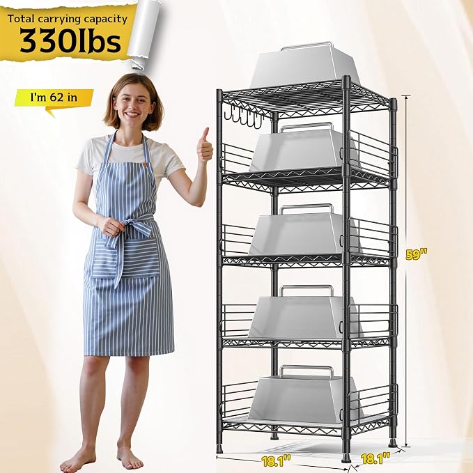 5 Tier Metal Shelving Unit Storage Shelves - Image 3
