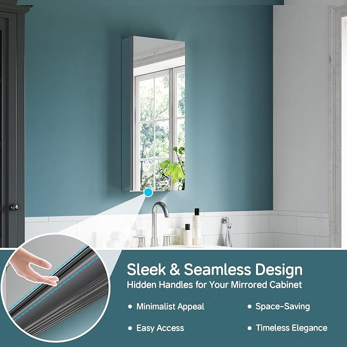12"x30" Medicine Cabinet Mirror, Aluminum Silver Recessed Medicine Cabinet - Image 5
